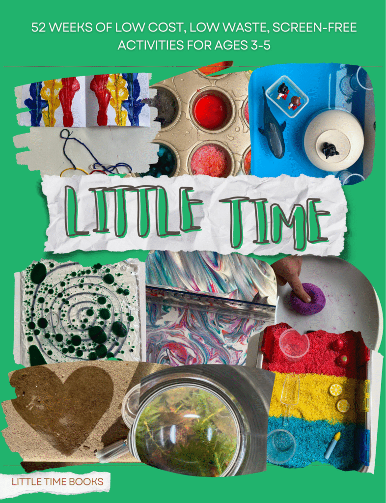 front cover of the Little Time book featuring bright photos of kids crafts and activities