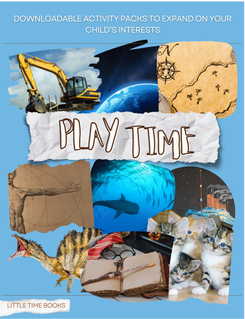 Play time examples (1) example cover of Play Time showing different kids interest topics